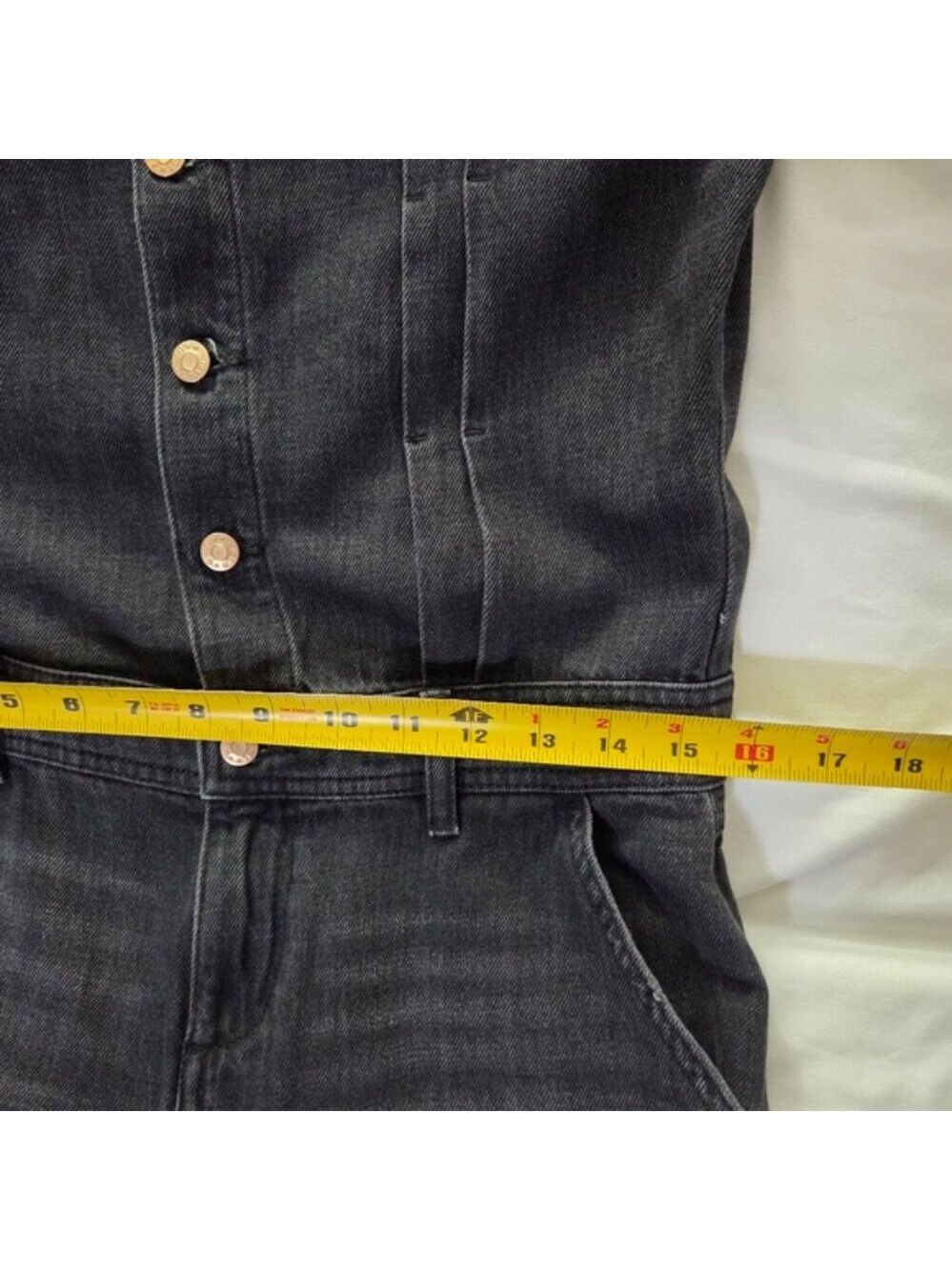 Own. Denim Boiler Suit Jumpsuit Washed Black Utility Button Coverall US 4 - Picture 8 of 11